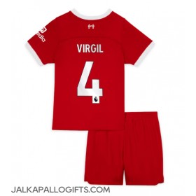 Liverpool Virgil van Dijk #4 Koti Peliasu Lasten 2023-24 Lyhythihainen (+ Lyhyet housut)
